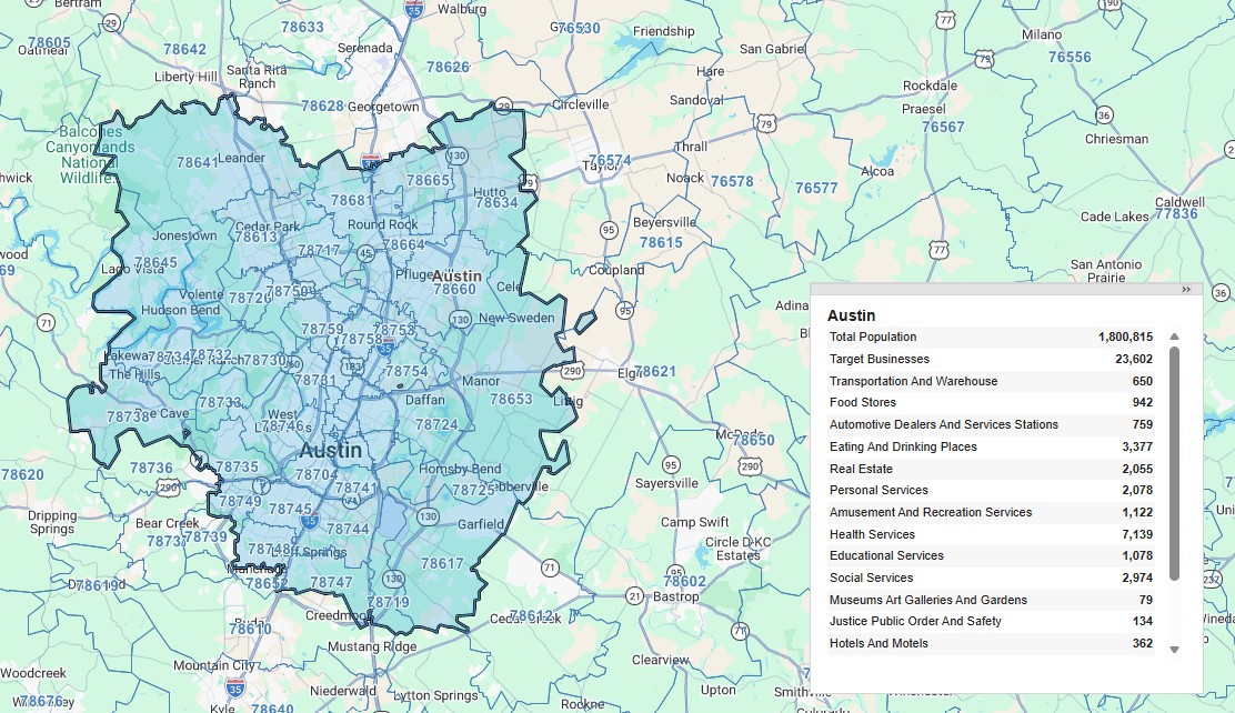 Austin protected territory map