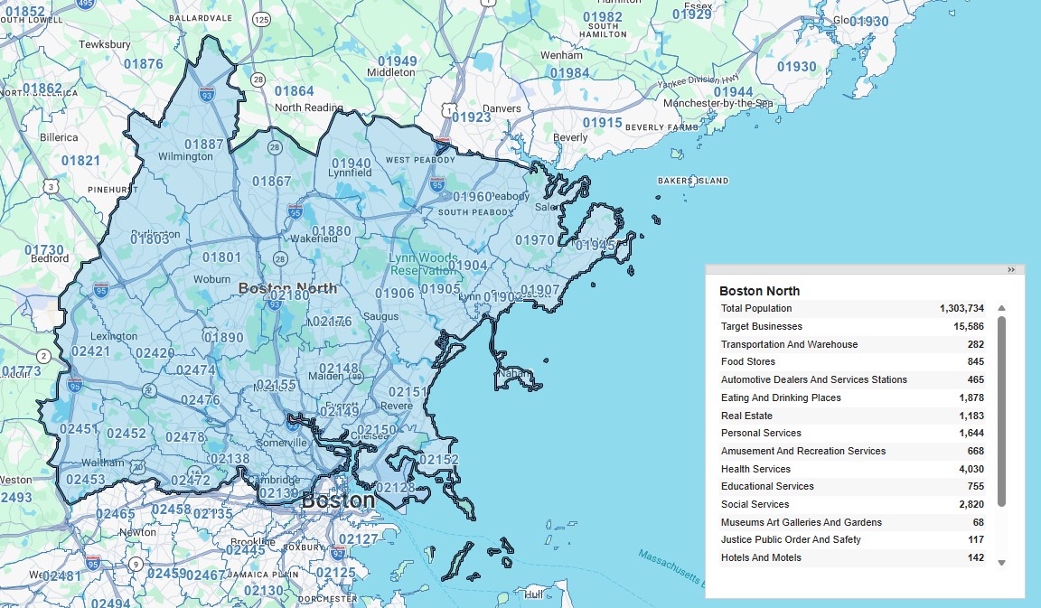 Boston North protected territory map
