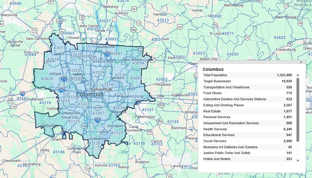 Columbus protected territory map