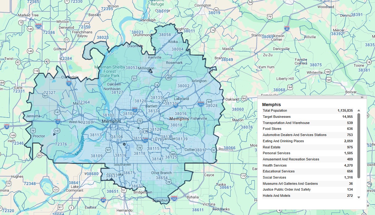Memphis protected territory map