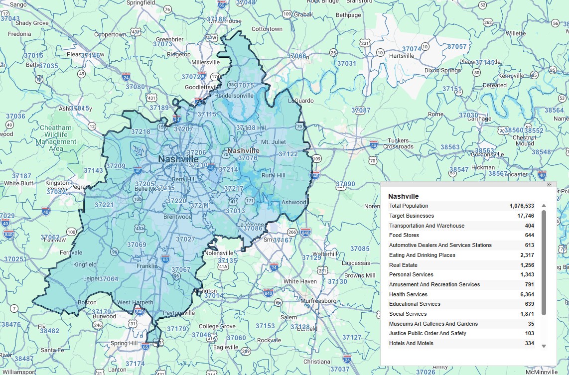 Nashville protected territory map