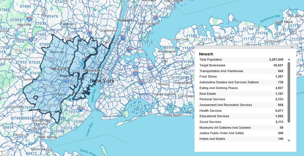 Newark protected territory map