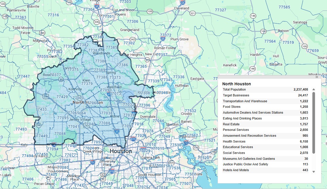 North Houston protected territory map