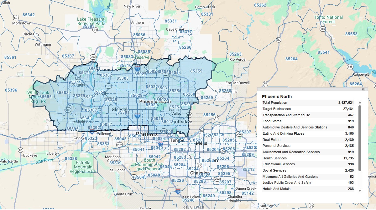 Phoenix North protected territory map
