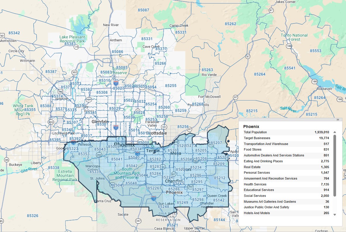 Phoenix protected territory map