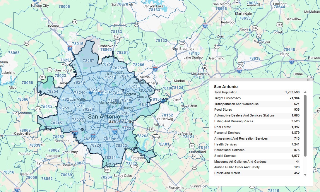 San Antonio protected territory map