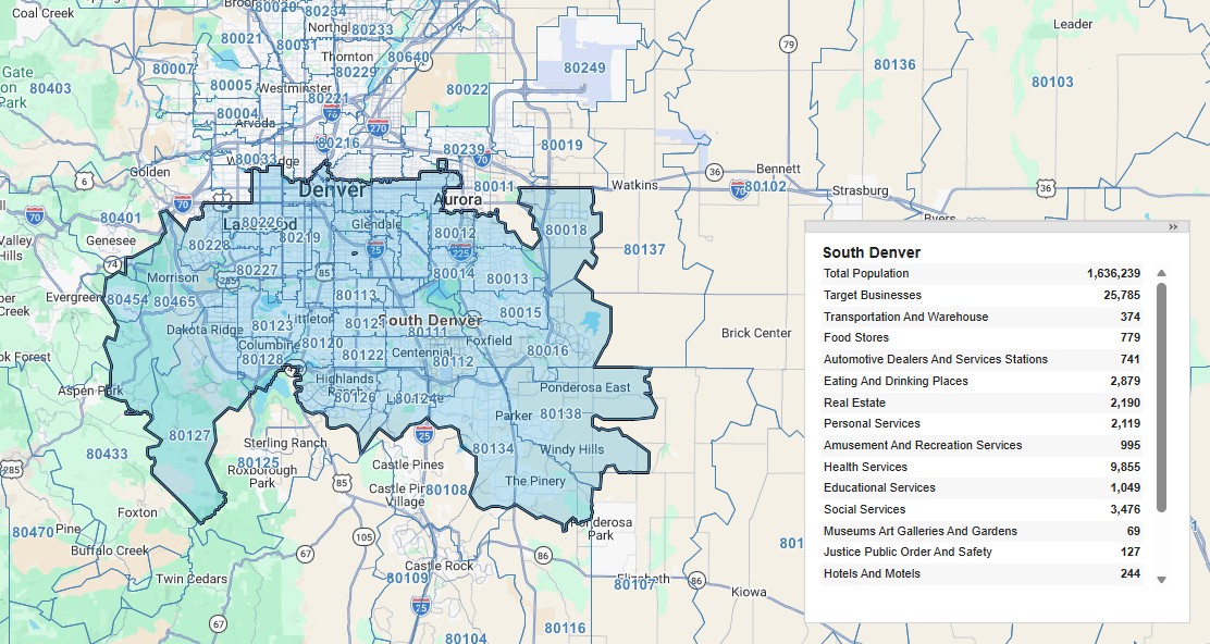 South Denver protected territory map