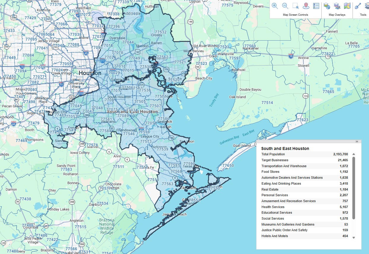 South & East Houston protected territory map