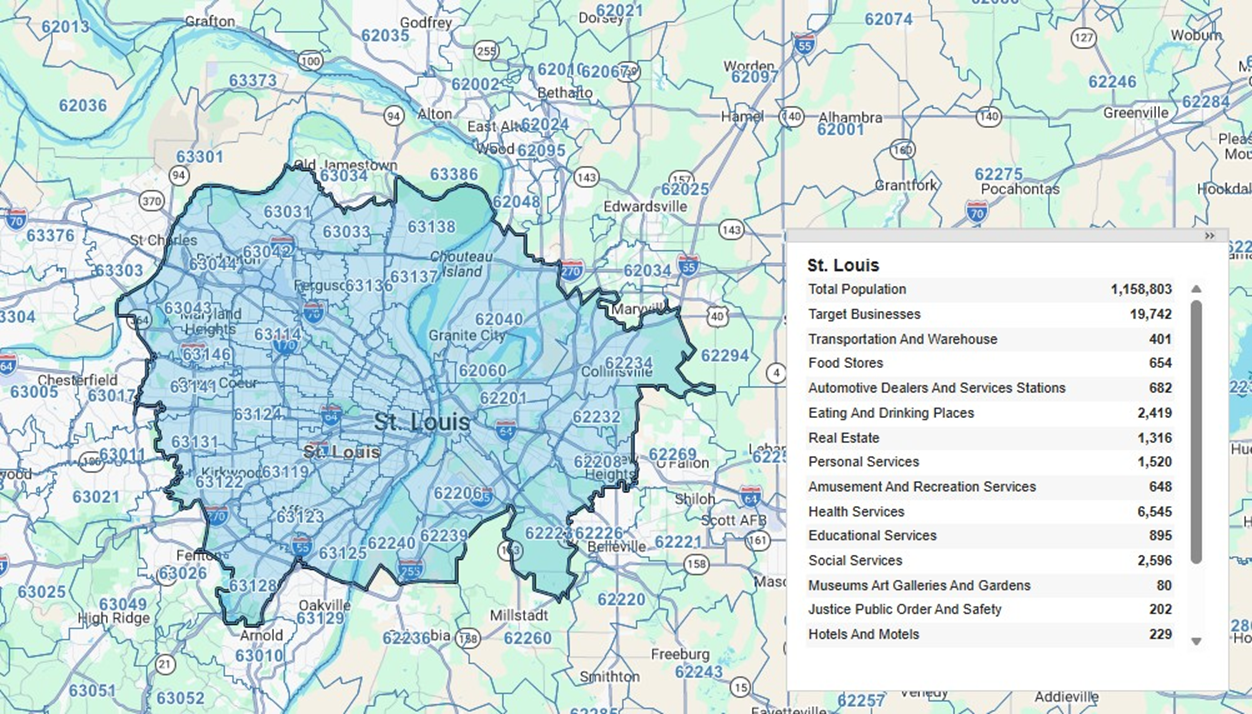 St. Louis protected territory map